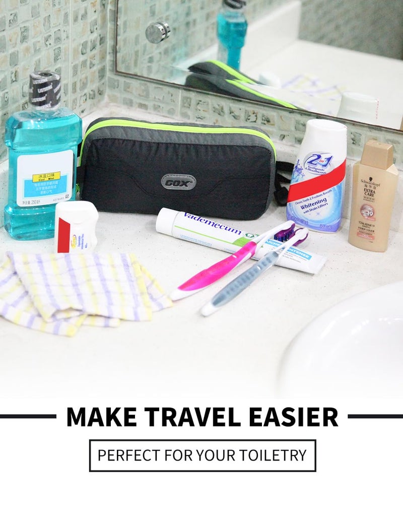 GOX Travel Small Toiletry Bag for Men Nylon Dopp Kit Medicine Bag Travel Organizer Pouch Shave Kits for Teens Toiletry Essentials Bathroom Compact (Black, 7.9 * 3.7 * 2 Inches) - Image 2